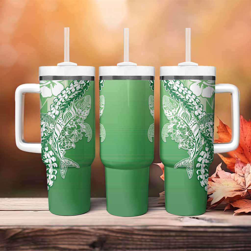 Hawaii Puakenikeni And Maile Lei Tumbler With Handle Green Polynesian Shark Tattoo DT05 - Polynesian Pride