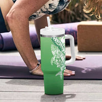Hawaii Puakenikeni And Maile Lei Tumbler With Handle Green Polynesian Shark Tattoo DT05 - Polynesian Pride