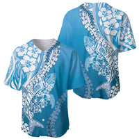 Hawaii Puakenikeni And Maile Lei Baseball Jersey Blue Polynesian Shark Tattoo DT05 - Polynesian Pride