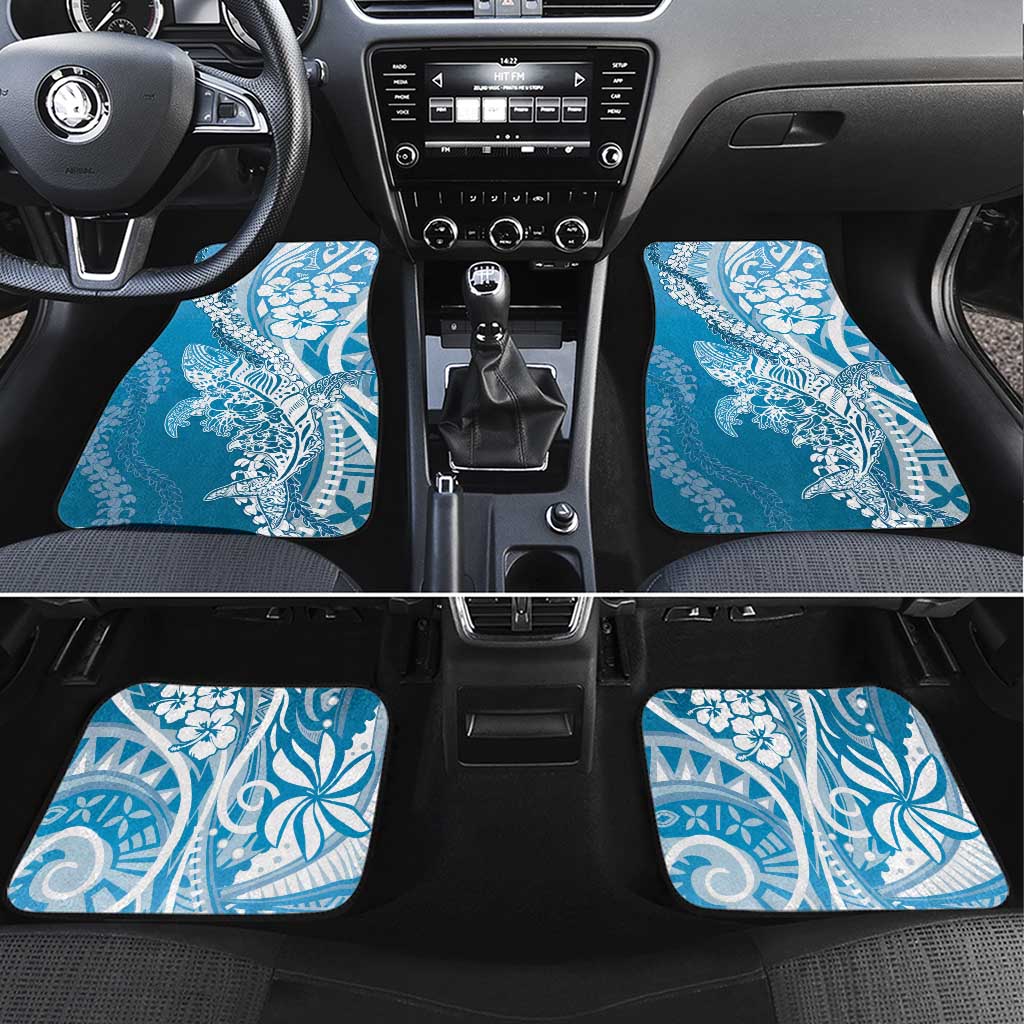 Hawaii Puakenikeni And Maile Lei Car Mats Blue Polynesian Shark Tattoo DT05 Set 4pcs Blue - Polynesian Pride