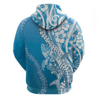 Hawaii Puakenikeni And Maile Lei Hoodie Blue Polynesian Shark Tattoo DT05 - Polynesian Pride