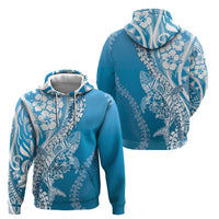 Hawaii Puakenikeni And Maile Lei Hoodie Blue Polynesian Shark Tattoo DT05 - Polynesian Pride