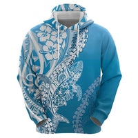 Hawaii Puakenikeni And Maile Lei Hoodie Blue Polynesian Shark Tattoo DT05 - Polynesian Pride