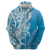 Hawaii Puakenikeni And Maile Lei Hoodie Blue Polynesian Shark Tattoo DT05 - Polynesian Pride