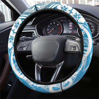 Hawaii Puakenikeni And Maile Lei Steering Wheel Cover Blue Polynesian Shark Tattoo DT05 - Polynesian Pride