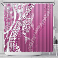 Hawaii Puakenikeni And Maile Lei Shower Curtain Pink Polynesian Shark Tattoo DT05 - Polynesian Pride