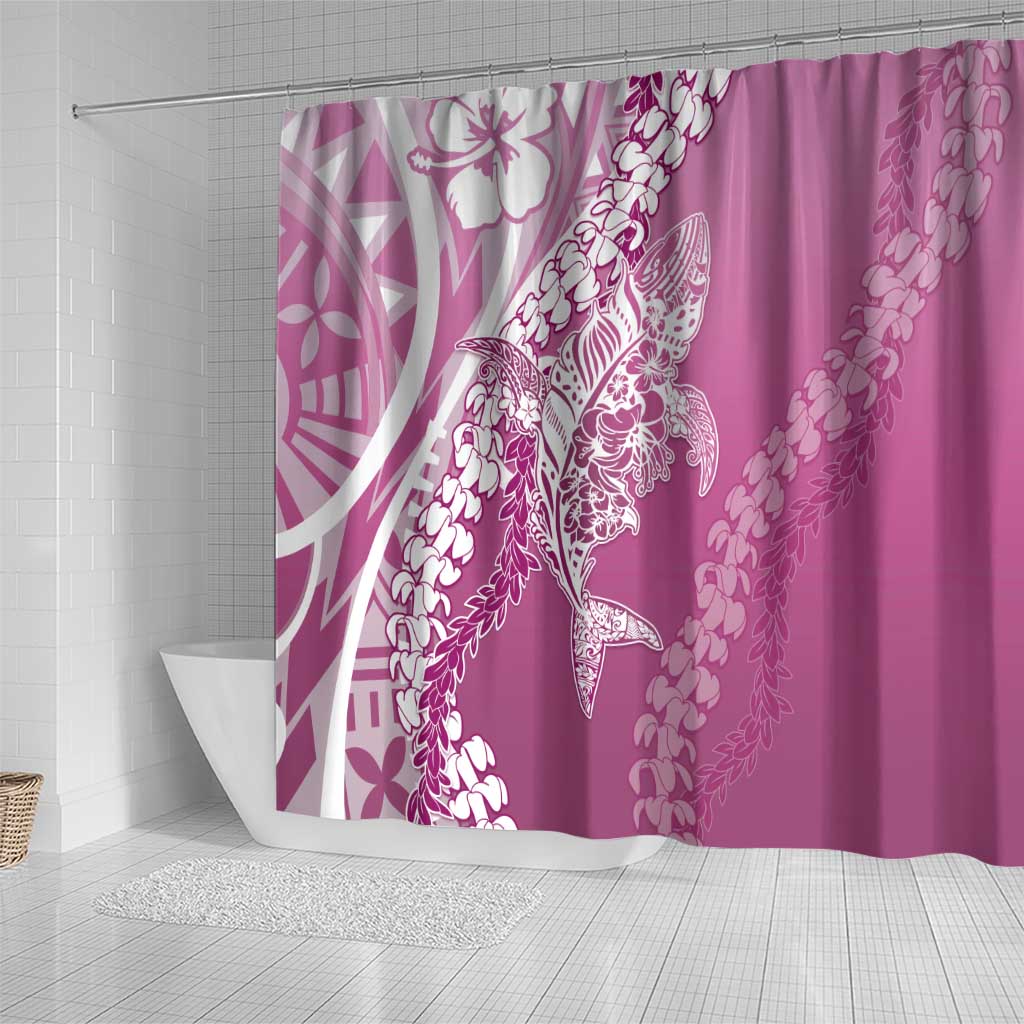 Hawaii Puakenikeni And Maile Lei Shower Curtain Pink Polynesian Shark Tattoo DT05 - Polynesian Pride