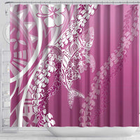 Hawaii Puakenikeni And Maile Lei Shower Curtain Pink Polynesian Shark Tattoo DT05 - Polynesian Pride
