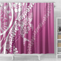 Hawaii Puakenikeni And Maile Lei Shower Curtain Pink Polynesian Shark Tattoo DT05 - Polynesian Pride