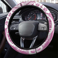 Hawaii Puakenikeni And Maile Lei Steering Wheel Cover Pink Polynesian Shark Tattoo DT05 - Polynesian Pride