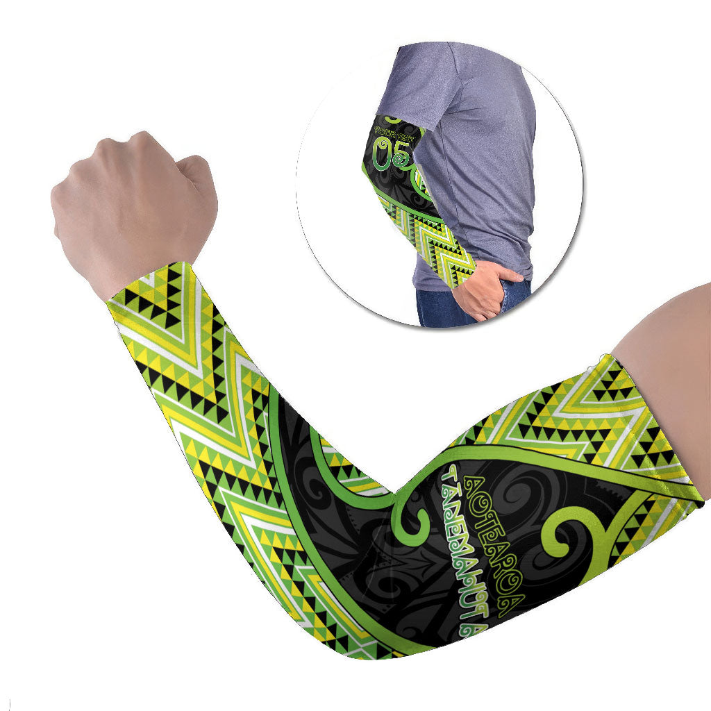 Custom Aotearoa Atua Tanemahuta Arm Sleeves God Of Forests Koru Patterns Koru Patterns DT05 Set of 2 Green - Polynesian Pride
