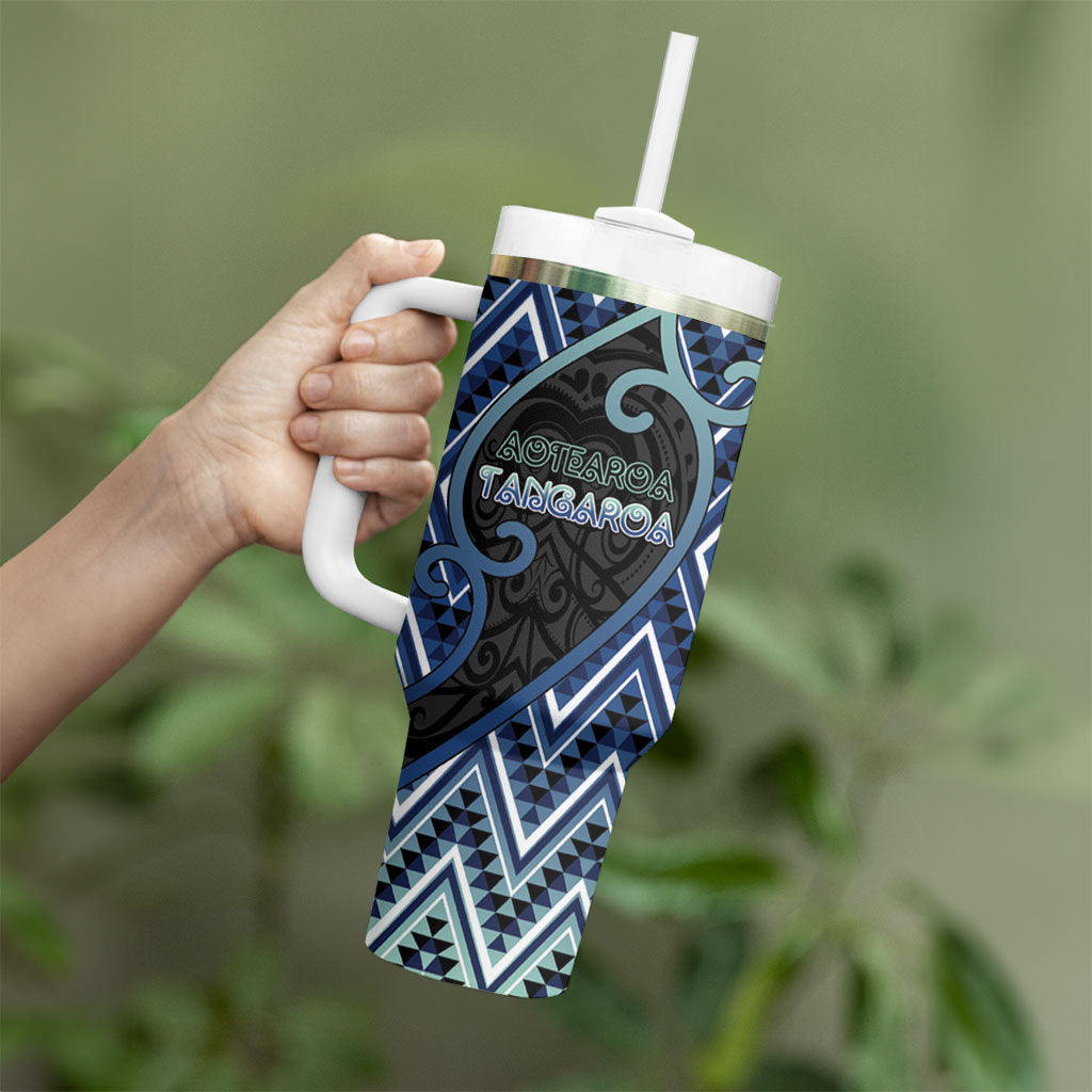 Custom Aotearoa Atua Tangaroa Tumbler With Handle God Of Ocean Koru Patterns