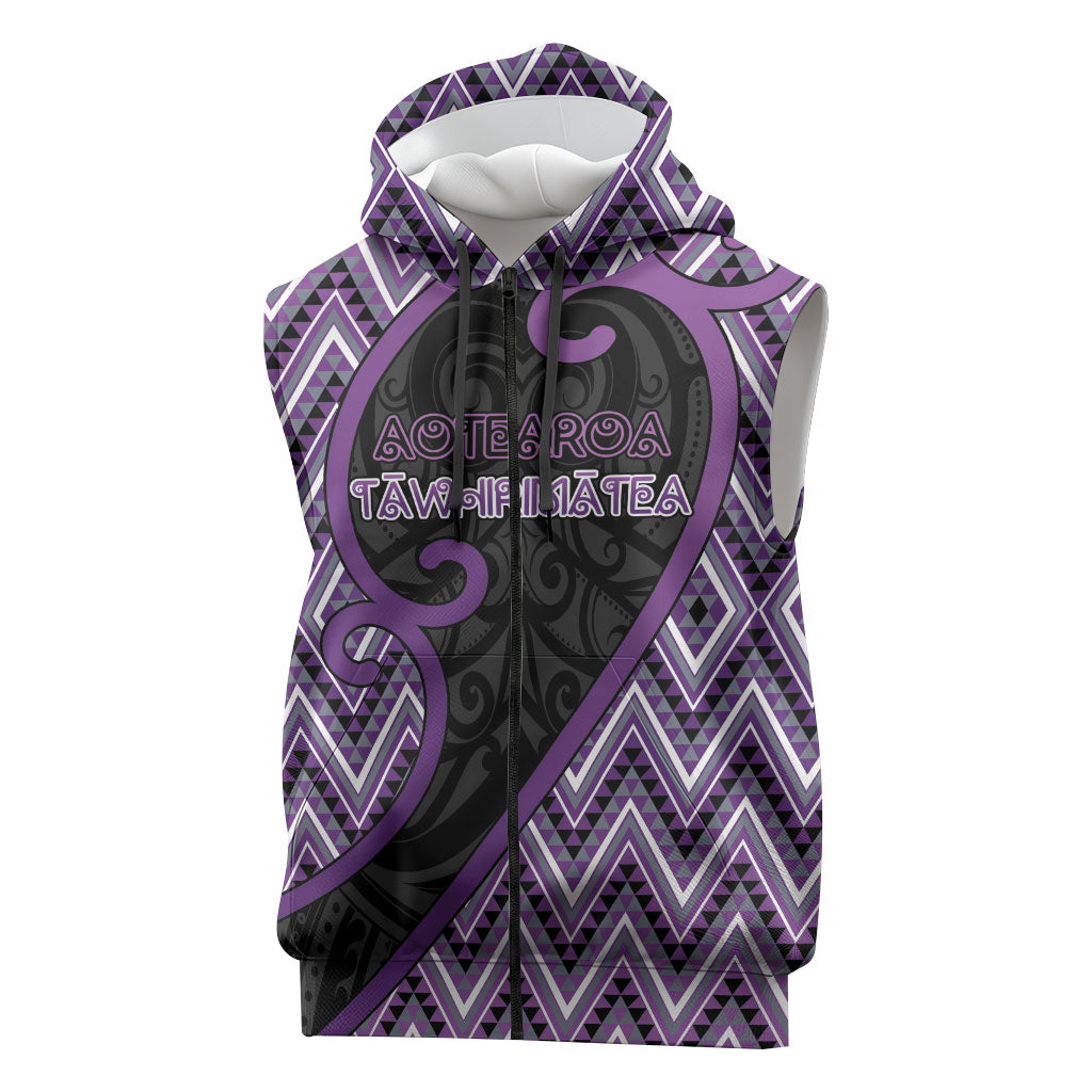 Custom Aotearoa Atua Tawhirimatea Sleeveless Zip Hoodie God Of Storms Koru Patterns