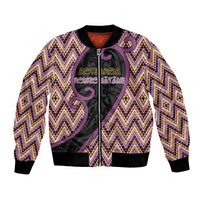 Custom Aotearoa Atua Rongomatane Bomber Jacket God Of Cultivated Foods Koru Patterns DT05 Unisex Purple - Polynesian Pride