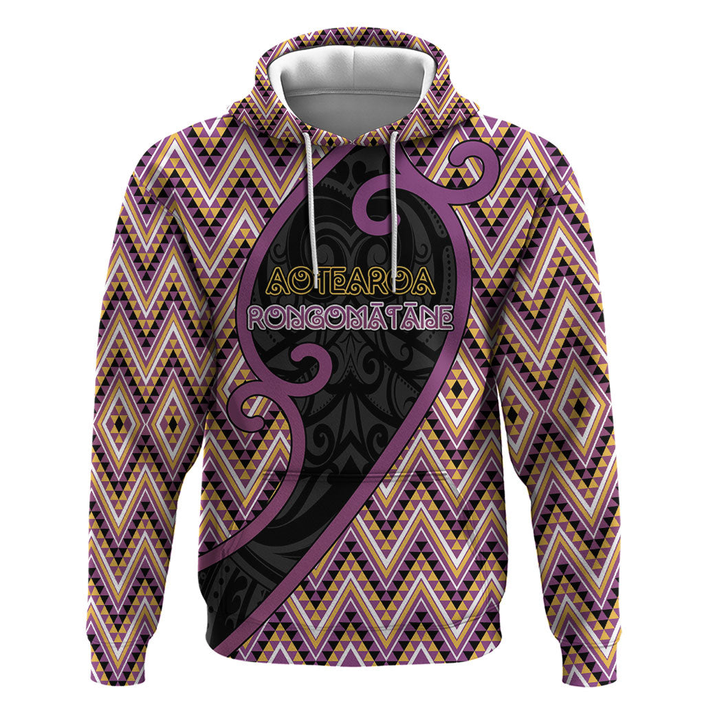 Custom Aotearoa Atua Rongomatane Hoodie God Of Cultivated Foods Koru Patterns DT05 Pullover Hoodie Purple - Polynesian Pride
