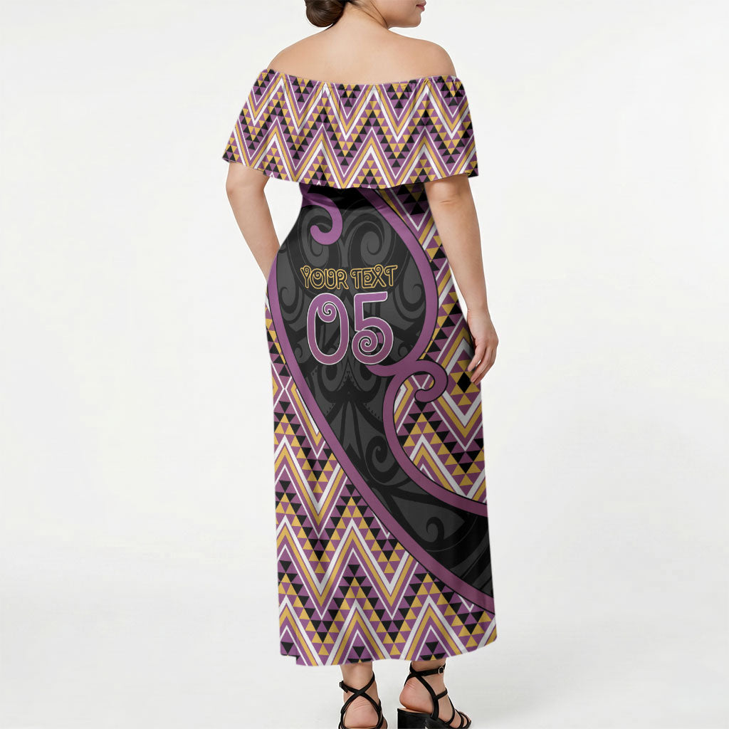 Custom Aotearoa Atua Rongomatane Off Shoulder Maxi Dress God Of Cultivated Foods Koru Patterns DT05 - Polynesian Pride