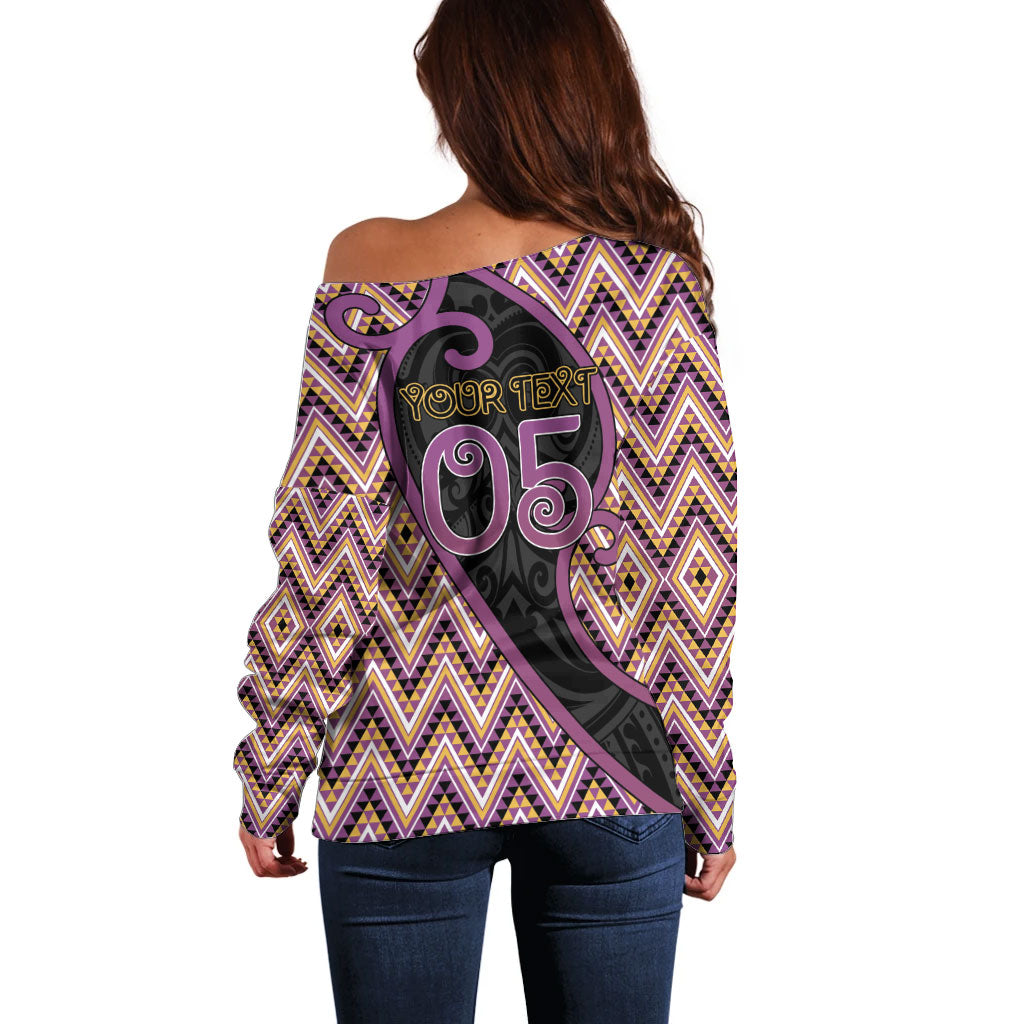 Custom Aotearoa Atua Rongomatane Off Shoulder Sweater God Of Cultivated Foods Koru Patterns DT05 - Polynesian Pride