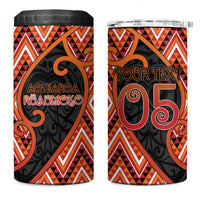 Custom Aotearoa Atua Ruaumoko 4 in 1 Can Cooler Tumbler God Of Volcanoes Koru Patterns DT05 One Size: 16 oz Orange - Polynesian Pride