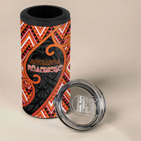 Custom Aotearoa Atua Ruaumoko 4 in 1 Can Cooler Tumbler God Of Volcanoes Koru Patterns DT05 - Polynesian Pride