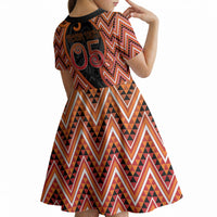 Custom Aotearoa Atua Ruaumoko Kid Short Sleeve Dress God Of Volcanoes Koru Patterns DT05 - Polynesian Pride