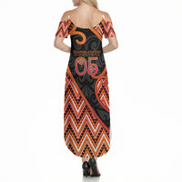 Custom Aotearoa Atua Ruaumoko Summer Maxi Dress God Of Volcanoes Koru Patterns DT05 - Polynesian Pride