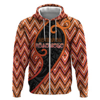 Custom Aotearoa Atua Ruaumoko Zip Hoodie God Of Volcanoes Koru Patterns DT05 Zip Hoodie Orange - Polynesian Pride
