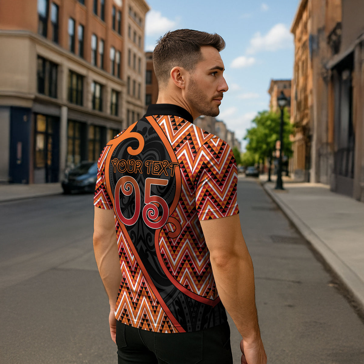 Custom Aotearoa Atua Ruaumoko Zipper Polo Shirt God Of Volcanoes Koru Patterns DT05 - Polynesian Pride
