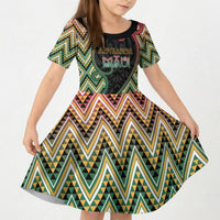 Custom Aotearoa Atua Maui Kid Short Sleeve Dress Demigod Hero And Trickster Koru Patterns DT05 KID Green - Polynesian Pride