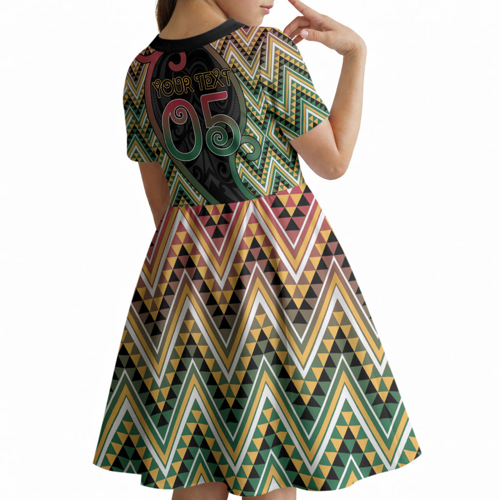 Custom Aotearoa Atua Maui Kid Short Sleeve Dress Demigod Hero And Trickster Koru Patterns DT05 - Polynesian Pride