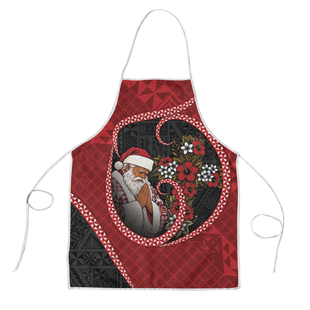 Tonga Kilisimasi Fiefia Apron Praying Santa Hibiscus Cross DT05 Red - Polynesian Pride