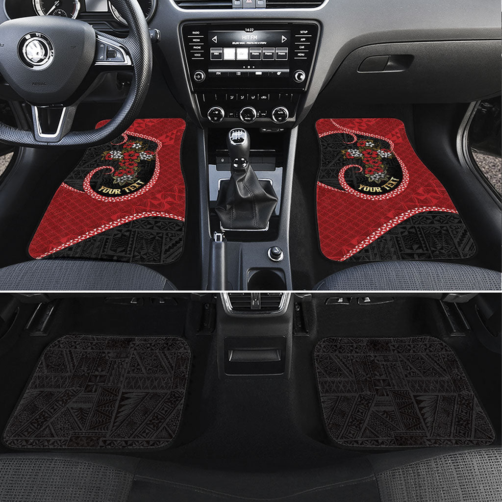 Personalised Tonga Kilisimasi Fiefia Car Mats Praying Santa Hibiscus Cross DT05 Set 4pcs Red - Polynesian Pride