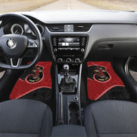 Personalised Tonga Kilisimasi Fiefia Car Mats Praying Santa Hibiscus Cross DT05 Set 2pcs - Front Red - Polynesian Pride
