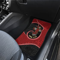 Personalised Tonga Kilisimasi Fiefia Car Mats Praying Santa Hibiscus Cross DT05 - Polynesian Pride