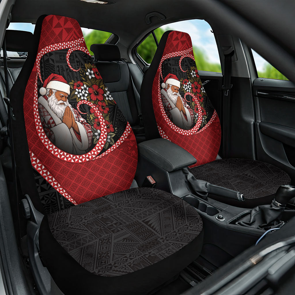 Tonga Kilisimasi Fiefia Car Seat Cover Praying Santa Hibiscus Cross DT05 One Size Red - Polynesian Pride