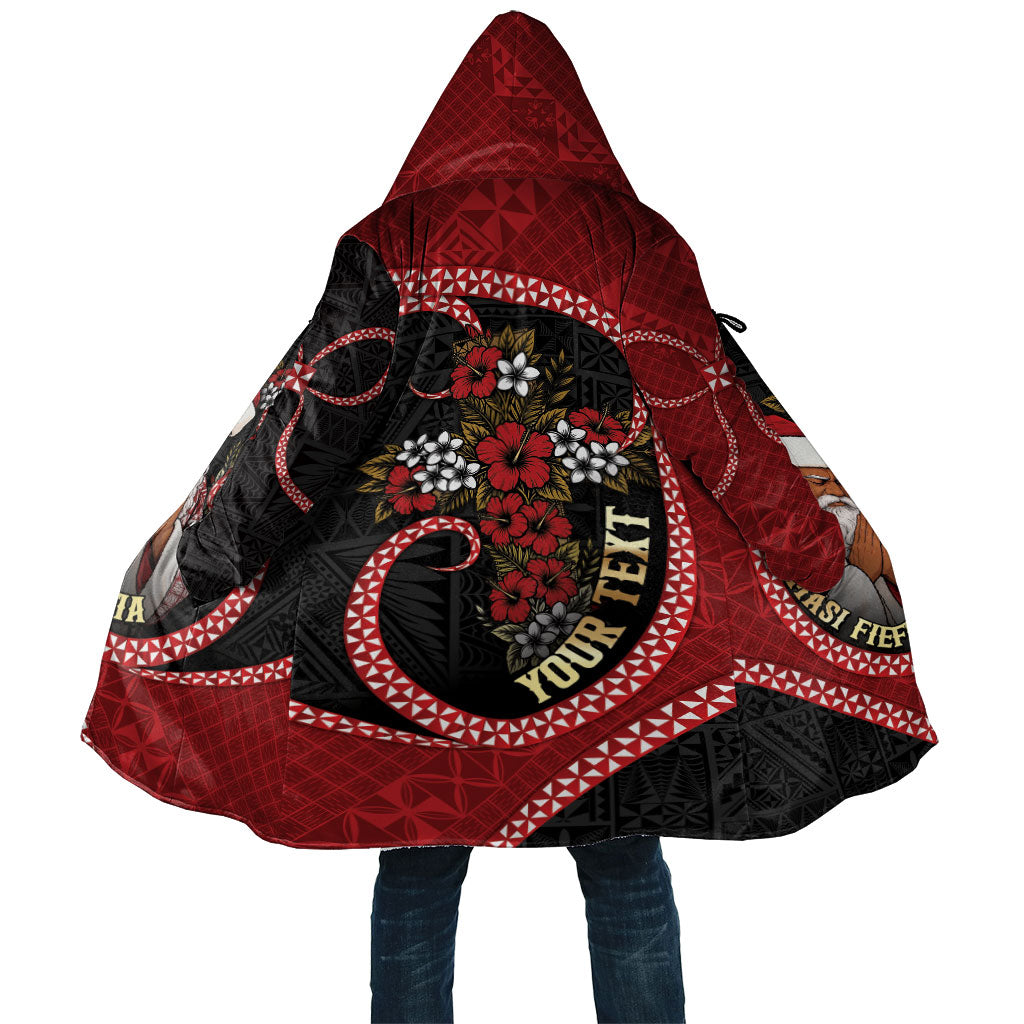 Personalised Tonga Kilisimasi Fiefia Cloak Praying Santa Hibiscus Cross DT05 Unisex Red - Polynesian Pride