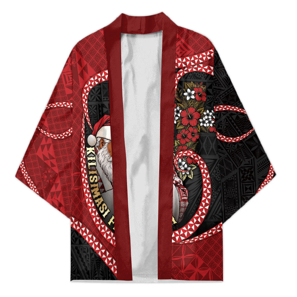 Personalised Tonga Kilisimasi Fiefia Kimono Praying Santa Hibiscus Cross DT05 Unisex Red - Polynesian Pride