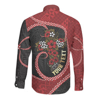 Personalised Tonga Kilisimasi Fiefia Long Sleeve Button Shirt Praying Santa Hibiscus Cross DT05 - Polynesian Pride