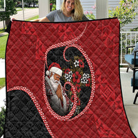 Tonga Kilisimasi Fiefia Quilt Praying Santa Hibiscus Cross DT05 Red - Polynesian Pride