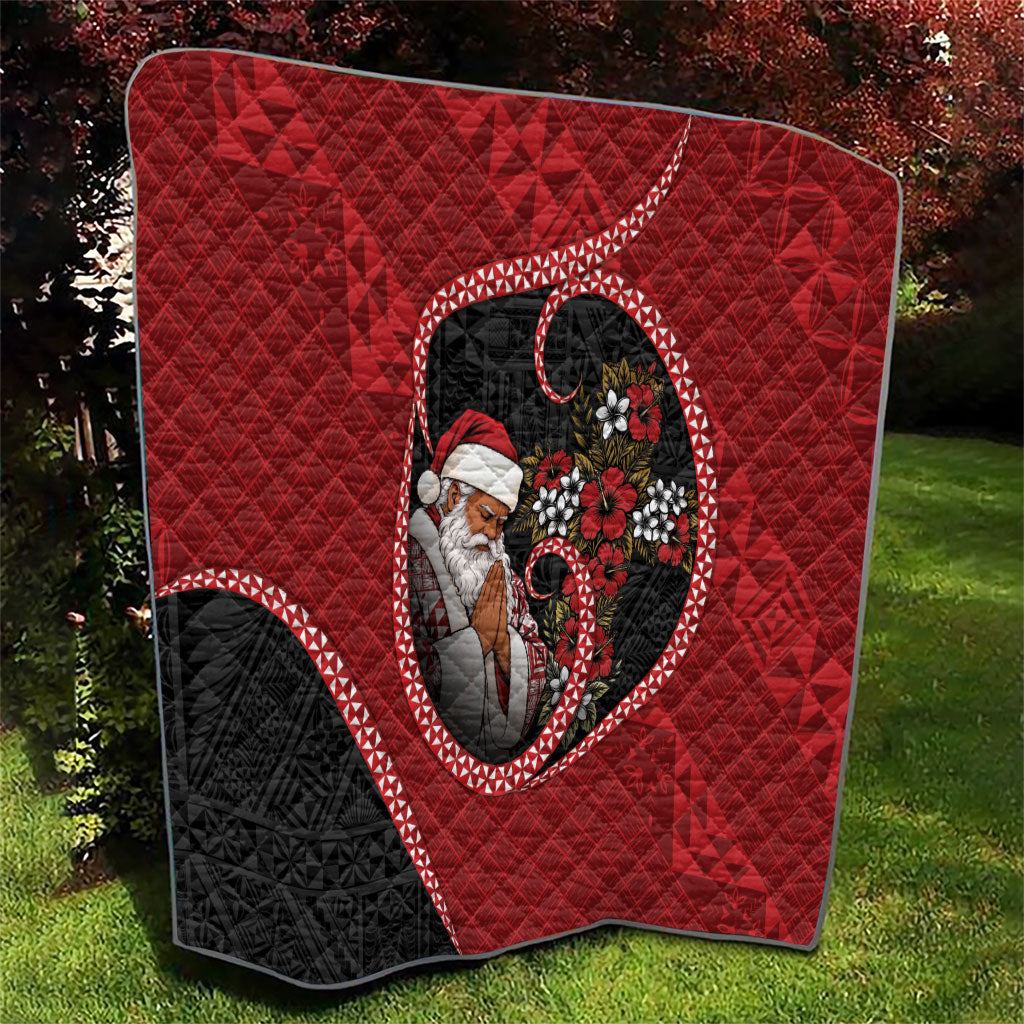 Tonga Kilisimasi Fiefia Quilt Praying Santa Hibiscus Cross DT05 - Polynesian Pride