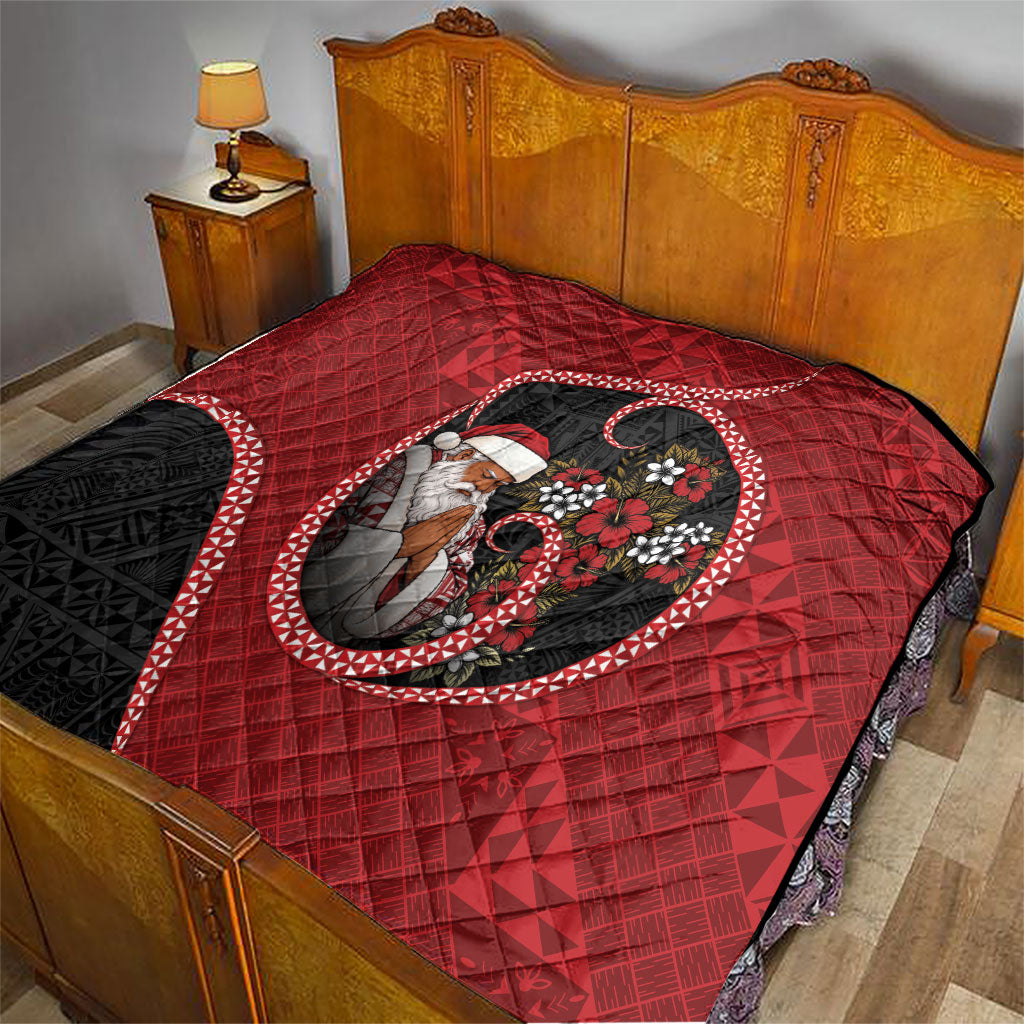 Tonga Kilisimasi Fiefia Quilt Praying Santa Hibiscus Cross DT05 - Polynesian Pride