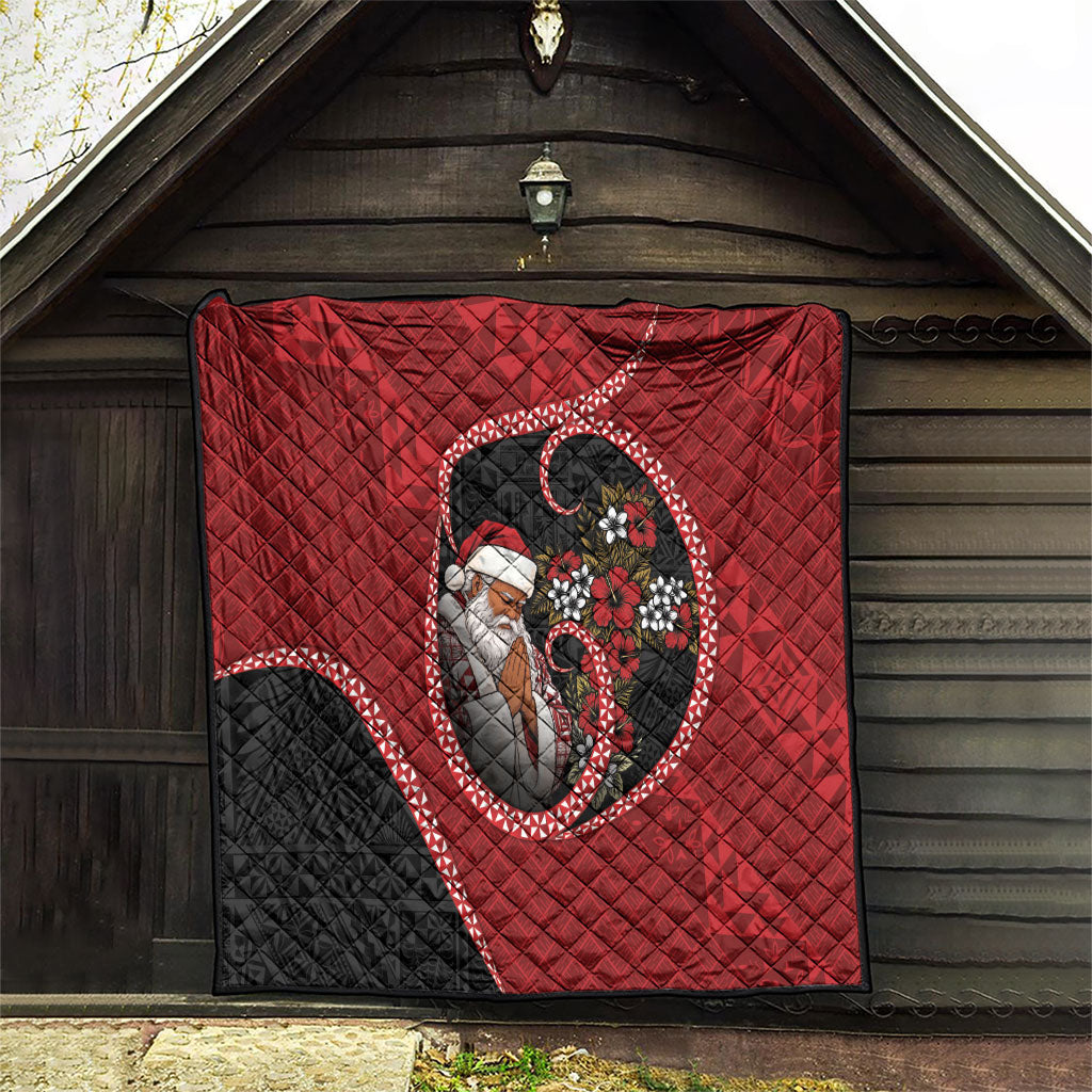 Tonga Kilisimasi Fiefia Quilt Praying Santa Hibiscus Cross DT05 - Polynesian Pride