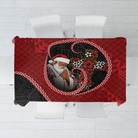 Tonga Kilisimasi Fiefia Tablecloth Praying Santa Hibiscus Cross DT05 Red - Polynesian Pride