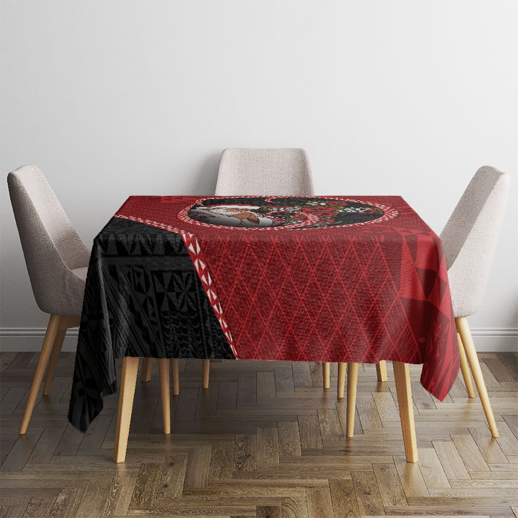 Tonga Kilisimasi Fiefia Tablecloth Praying Santa Hibiscus Cross DT05 - Polynesian Pride