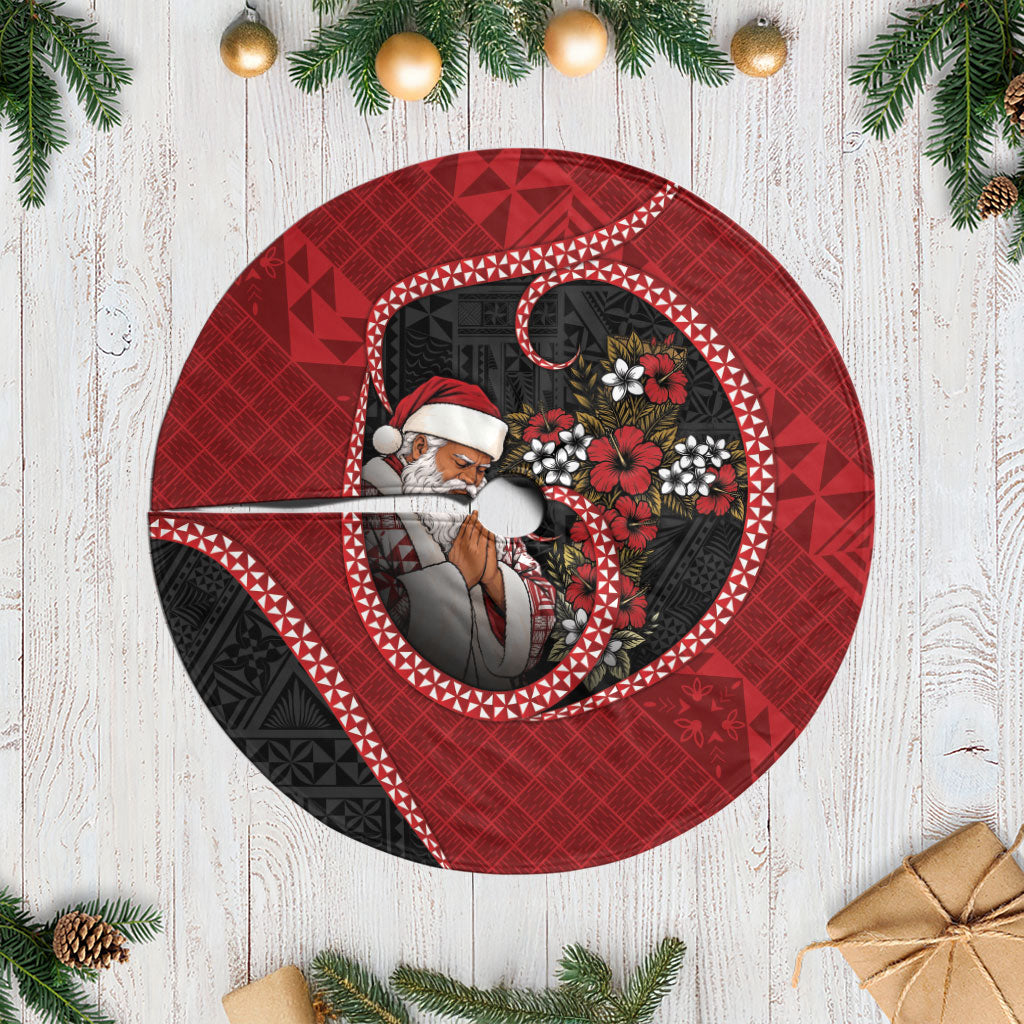Tonga Kilisimasi Fiefia Tree Skirt Praying Santa Hibiscus Cross DT05 Casual Red - Polynesian Pride