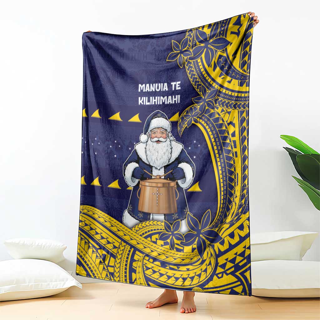 Tokelau Christmas Blanket Santa With Tuluma Xmas Tribal Waves DT05 - Polynesian Pride