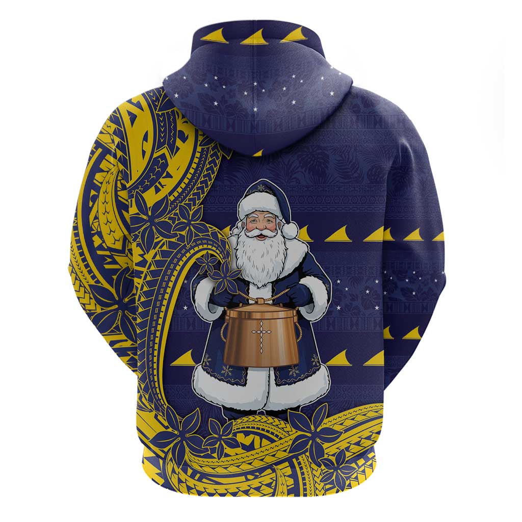 Tokelau Christmas Hoodie Santa With Tuluma Xmas Tribal Waves DT05 - Polynesian Pride