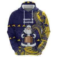 Tokelau Christmas Hoodie Santa With Tuluma Xmas Tribal Waves DT05 - Polynesian Pride