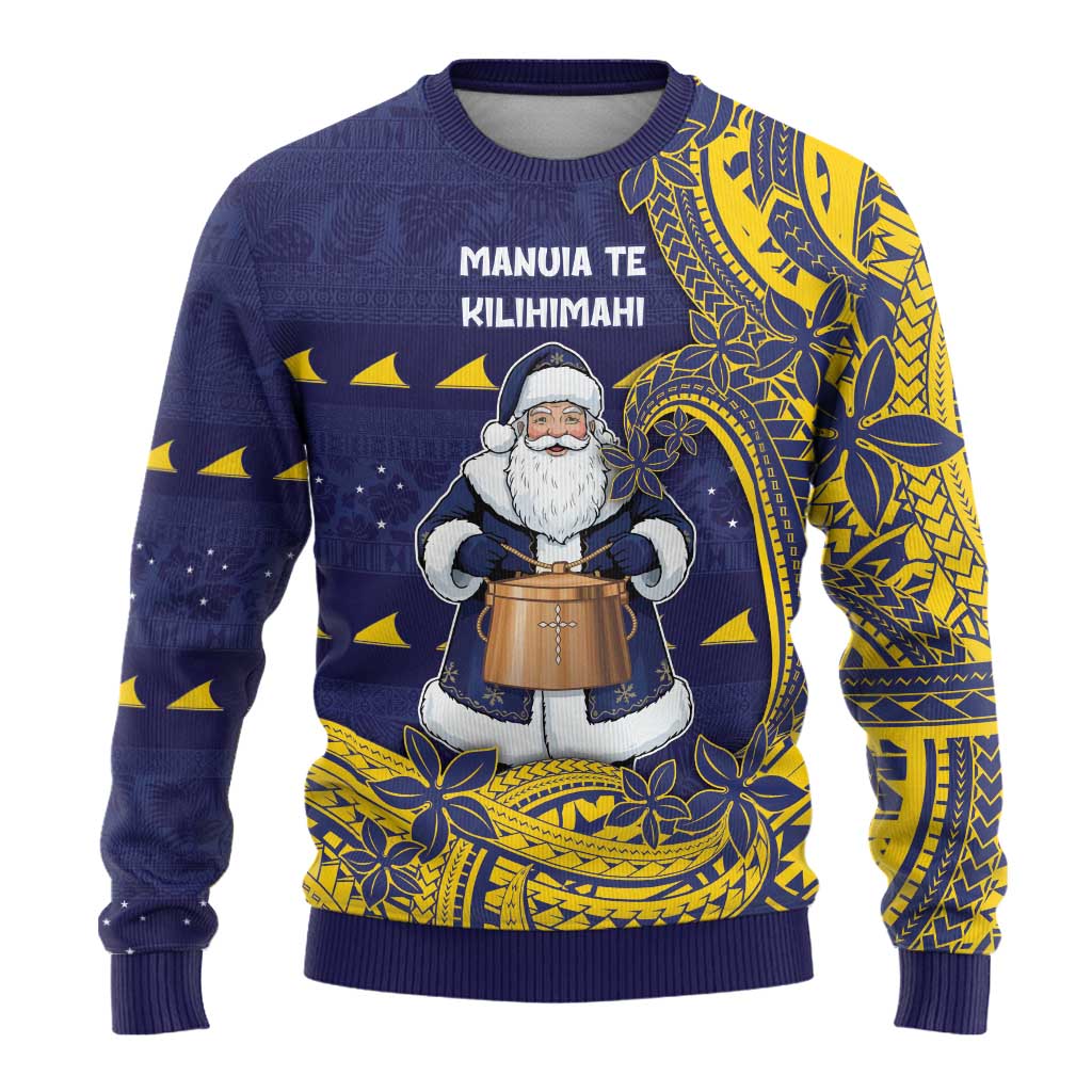 Tokelau Christmas Ugly Christmas Sweater Santa With Tuluma Xmas Tribal Waves DT05 - Polynesian Pride