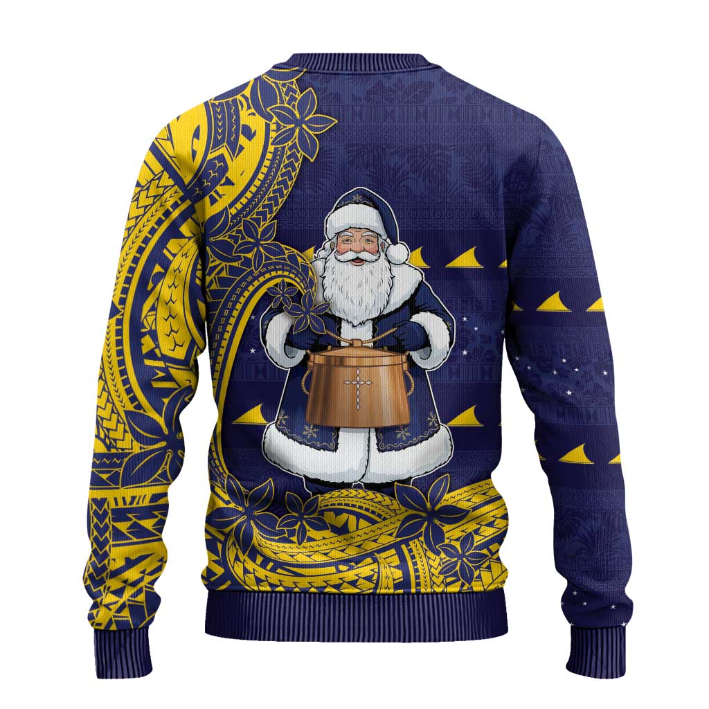 Tokelau Christmas Ugly Christmas Sweater Santa With Tuluma Xmas Tribal Waves DT05 - Polynesian Pride