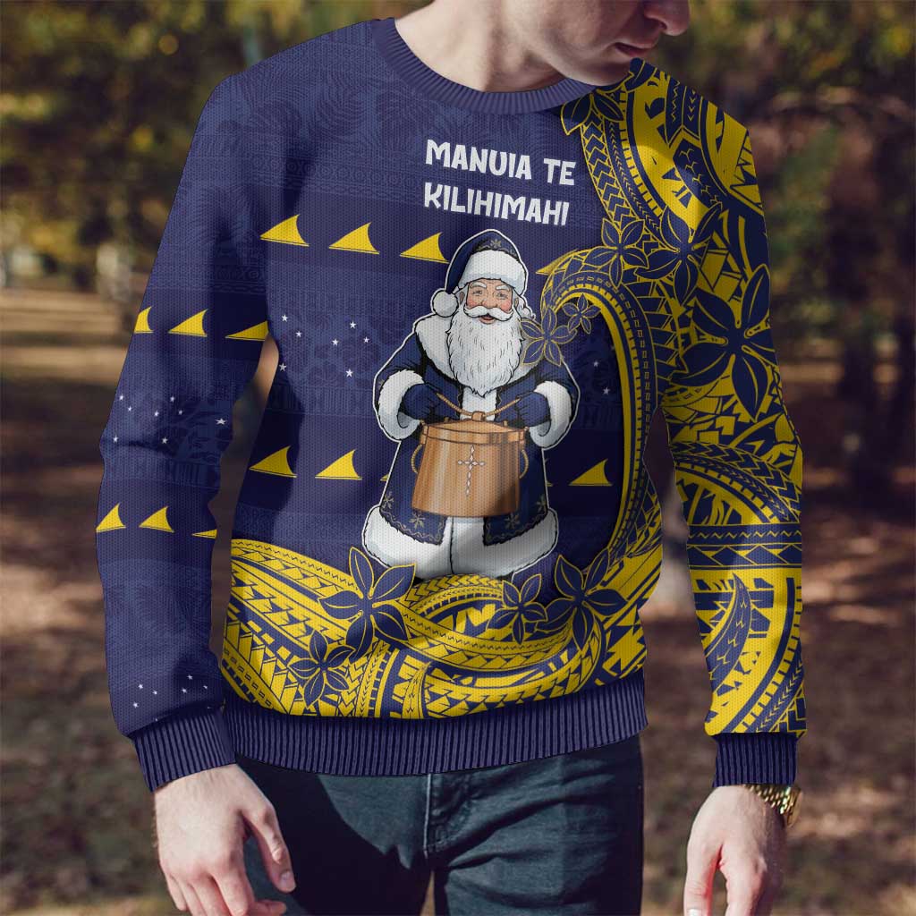 Tokelau Christmas Ugly Christmas Sweater Santa With Tuluma Xmas Tribal Waves DT05 - Polynesian Pride